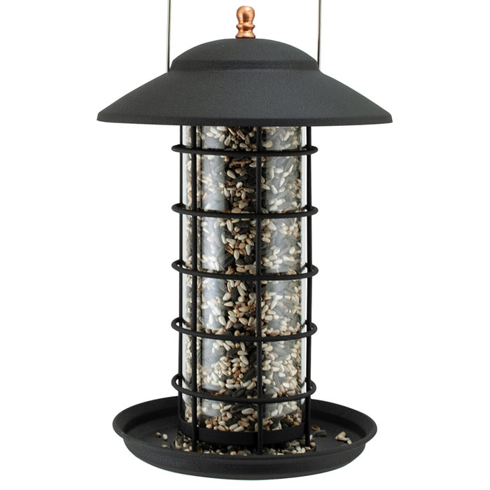 Modern Farmhouse Metal & Glass Tube Bird Feeder