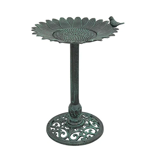 Sunflower Bird Bath, Verdigris