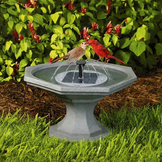 Shadow Gray Newton Bird Bath with Solar Fountain