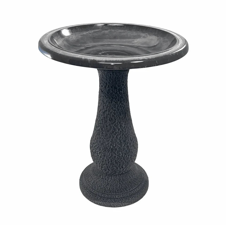 24" Cool Gray Fiber Clay Bird Bath