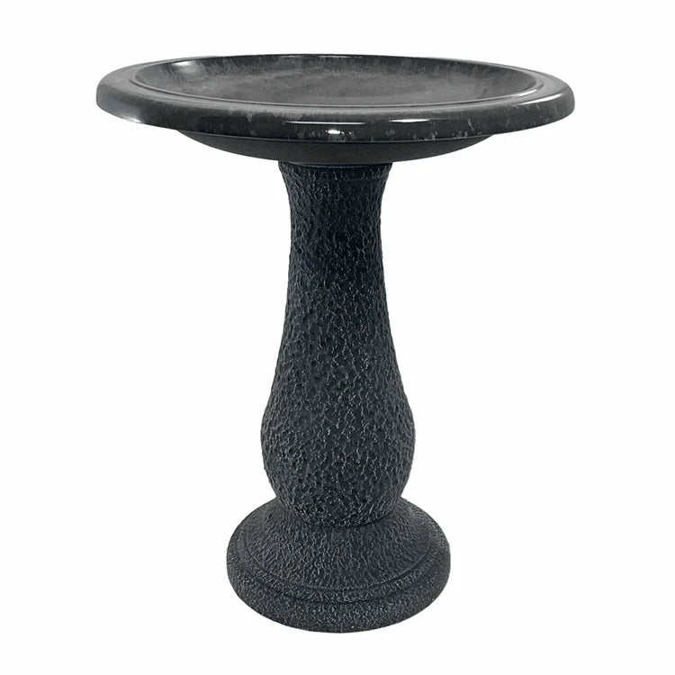 24" Cool Gray Fiber Clay Bird Bath