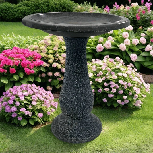 24" Cool Gray Fiber Clay Bird Bath