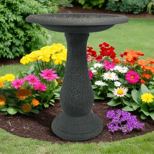 24" Sand Fiber Clay Bird Bath
