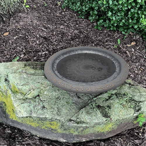 19" Dove Gray Fiber Clay Birdbath Bowl Only