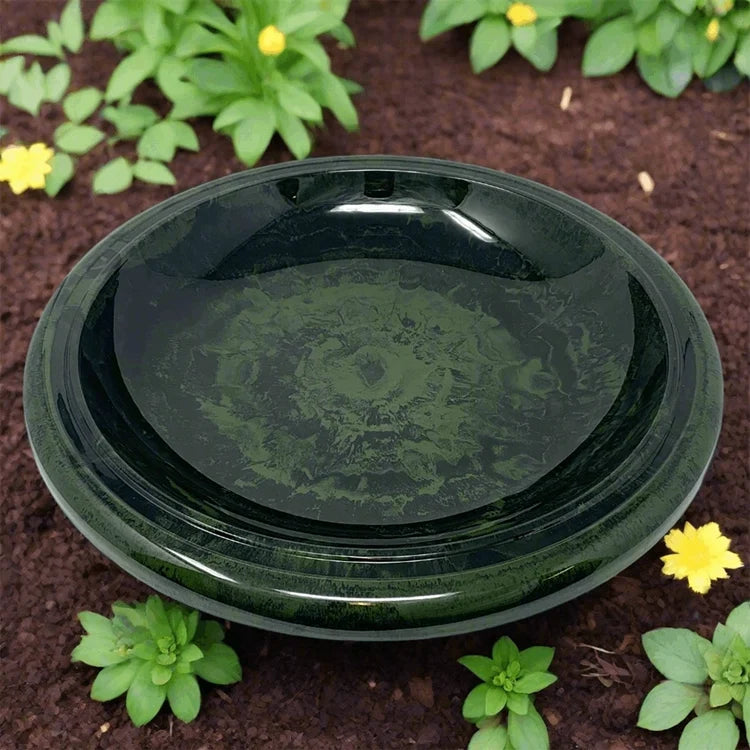 19" Hunter Green Fiber Clay Birdbath Bowl Only