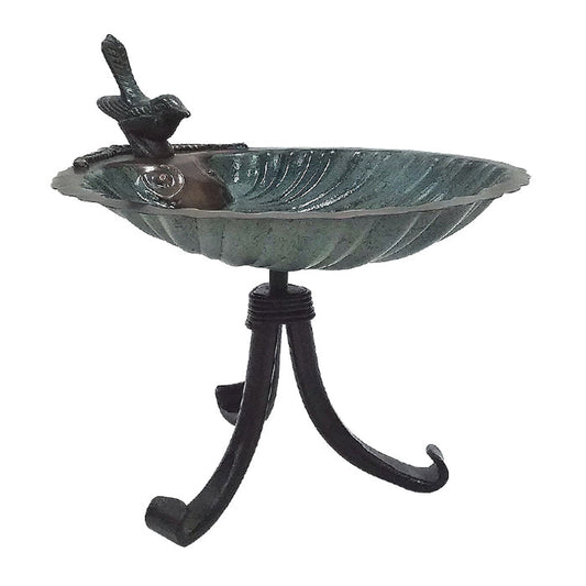 Scallop Shell Bird Bath with Tripod Stand