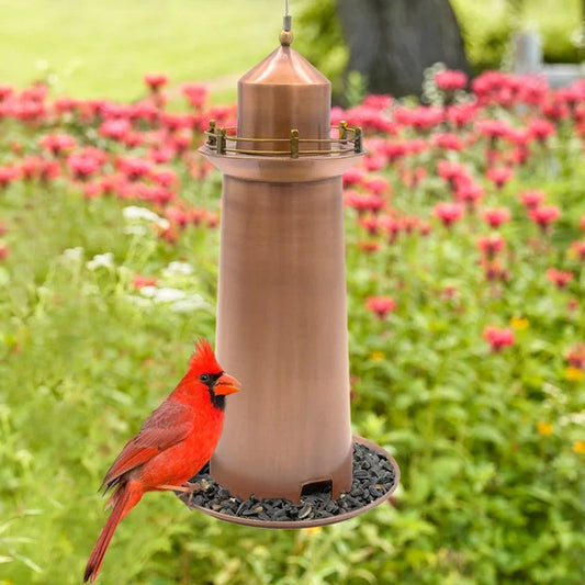 Copper Lighthouse Bird Feeder