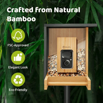 Birdfy Mini Bamboo Bird Feeder with Camera