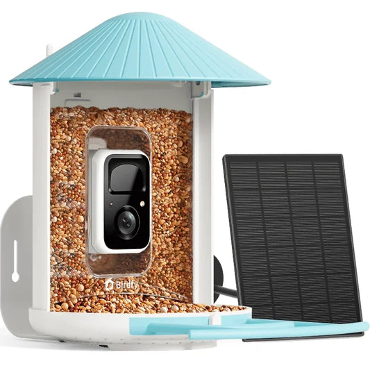 Birdfy Feeder Solar Powered Bird Feeder Camera,  Blue / AI Lifetime Free