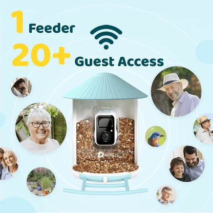 Birdfy Feeder Solar Powered Bird Feeder Camera,  Blue / AI Lifetime Free