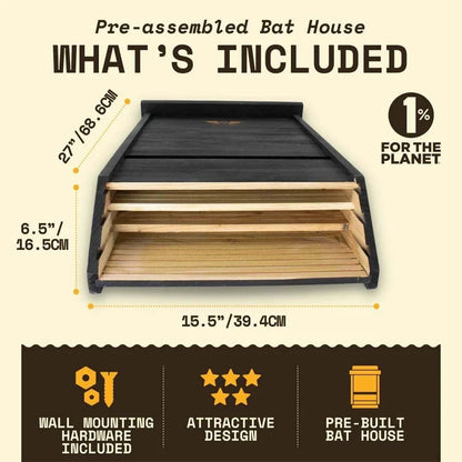 Three-Chamber Bat House, Black