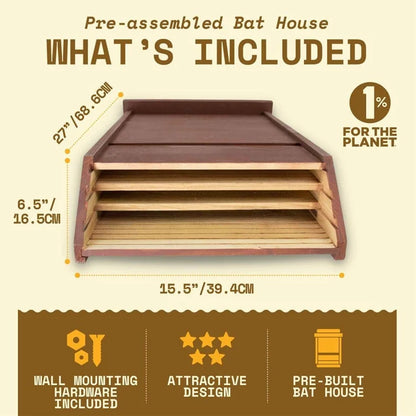 Three-Chamber Bat House, Brown