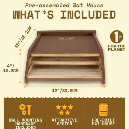 Two-Chamber Bat House, Brown