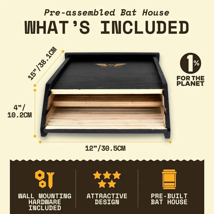 Two-Chamber Bat House, Black