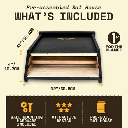 Two-Chamber Bat House, Black