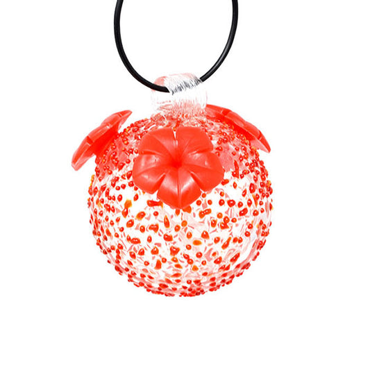 Red Textured Glass Hummingbird Feeder