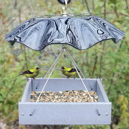 Gray Platform Feeder with Smokey Weather Guard