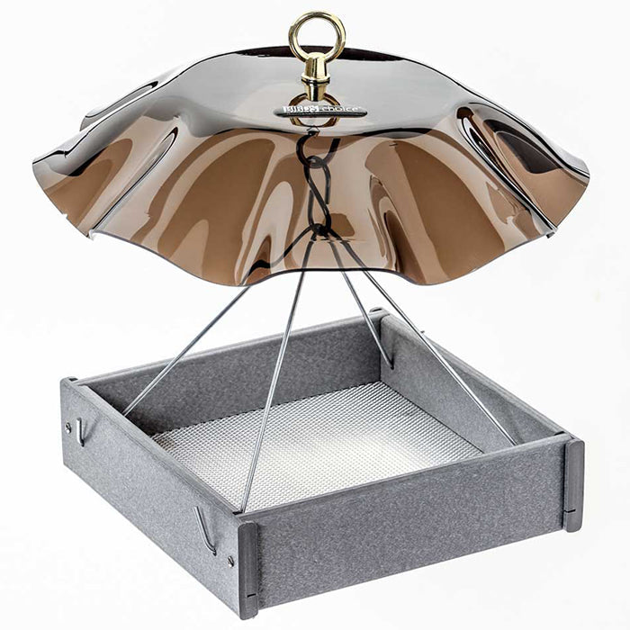 Gray Platform Feeder with Smokey Weather Guard