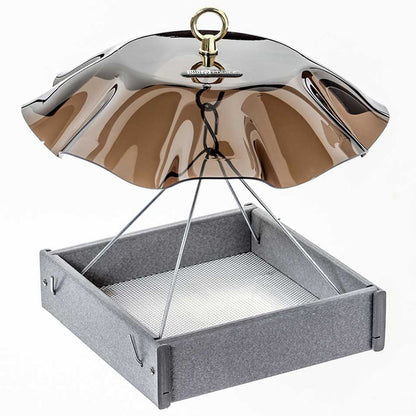 Gray Platform Feeder with Smokey Weather Guard