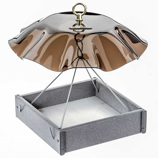 Gray Platform Feeder with Smokey Weather Guard
