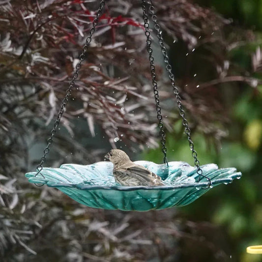 EcoCycle Turquoise Dahlia Hanging Bird Bath