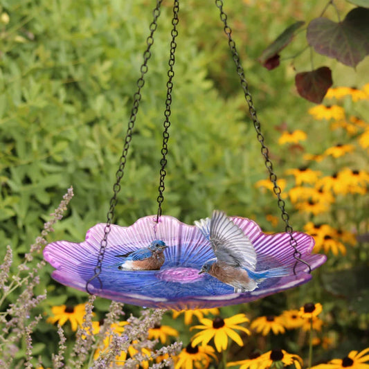 EcoCycle Violet Begonia Hanging Bird Bath