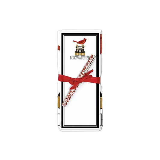 Flour Sack Towel & Magnetic Note Pad Set, Birdwatcher Cardinal