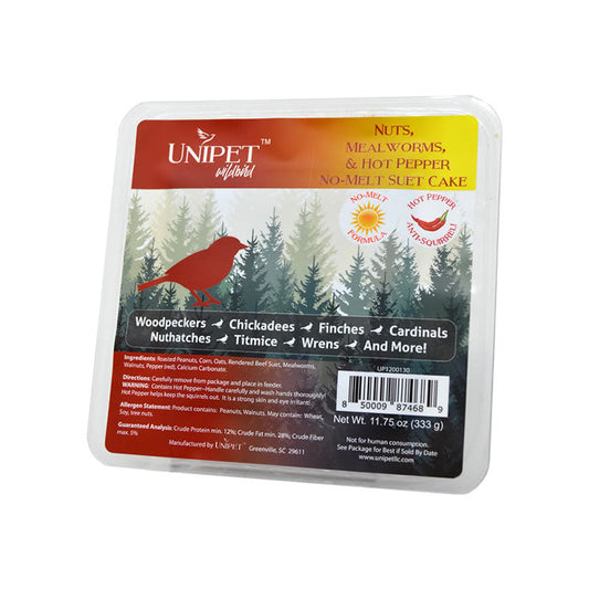 Nuts & Mealworms Hot Pepper No-Melt Suet Cake, 12 Cakes