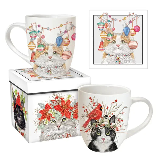 Holiday Antler Cat Boxed Mug
